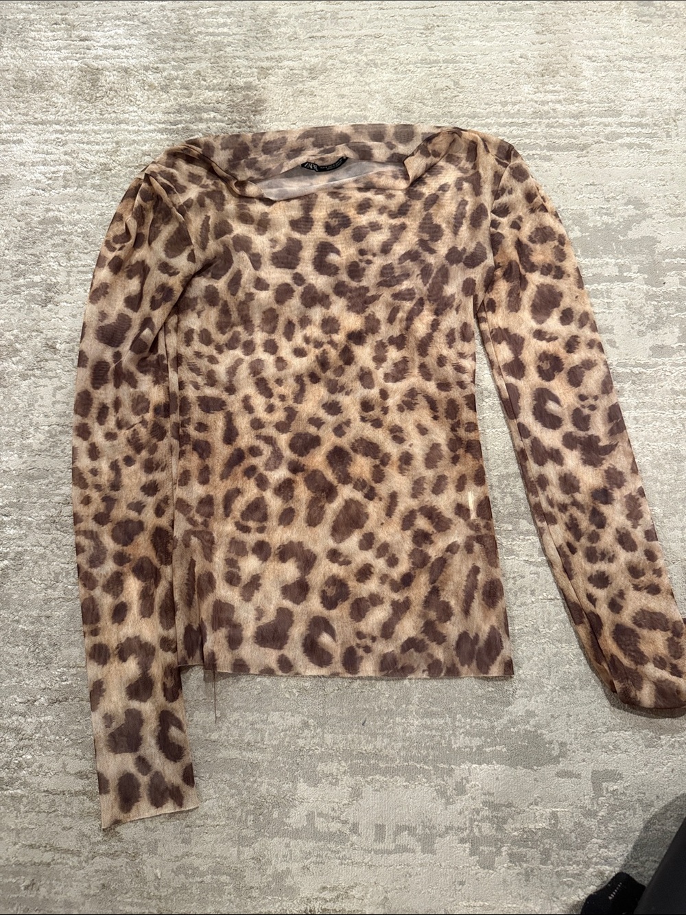 Zara Brown Leopard Print Long Sleeve Top